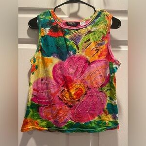 Take Two Vintage Sequin Vibrant Floral Tank Top
